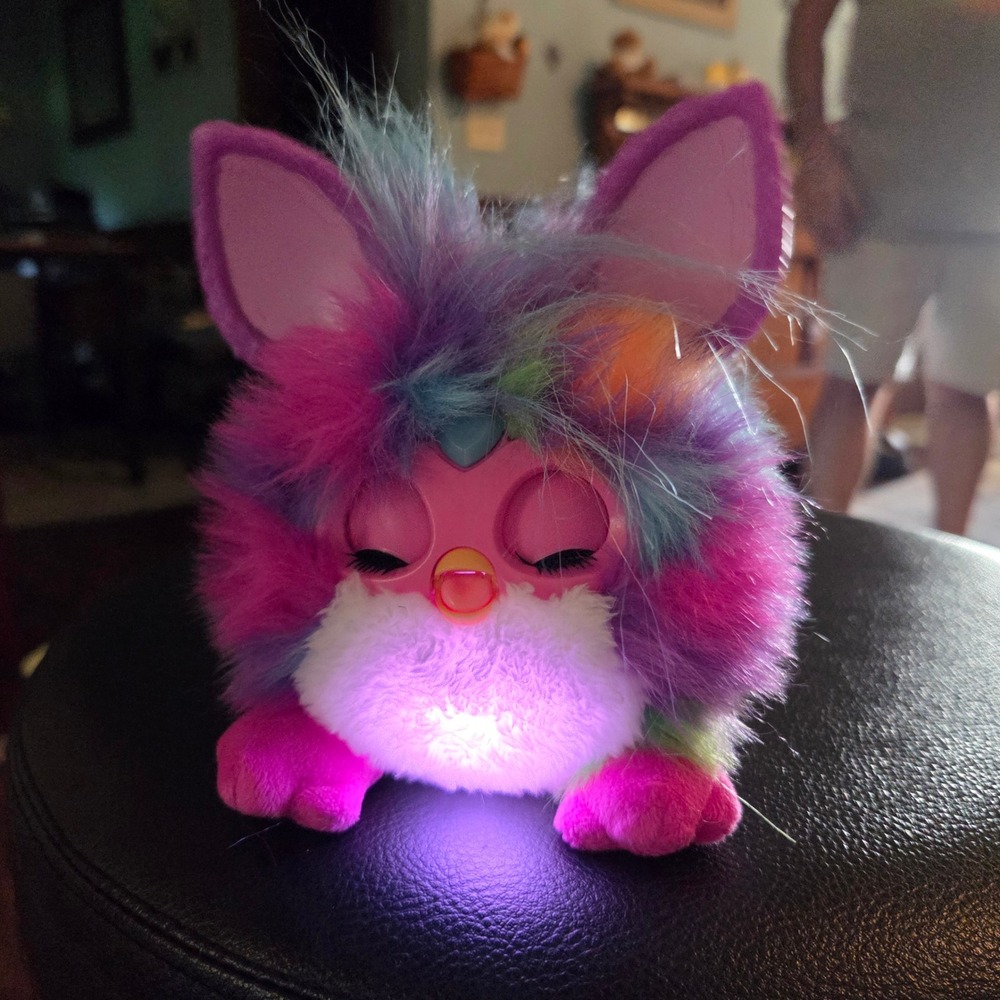 Furby DJ Furby Interactive Plush Toy Pink Purple Tie Dye Retro Light Up- Tested